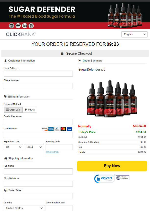 Sugar Defender - Secure checkout
